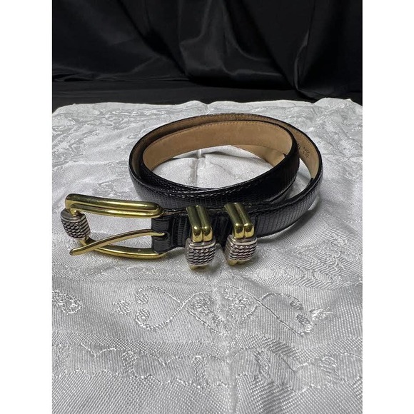 Brighton Classics 4B603 Belt Genuine Leather Lizard Embossed Black USA - Picture 4 of 7